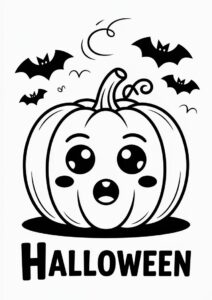 Blushing Cartoon Pumpkin Coloring Page 1