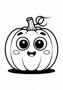 Blushing Cartoon Pumpkin Coloring Page 2