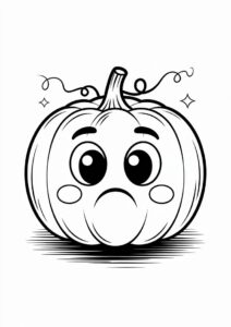 Blushing Cartoon Pumpkin Coloring Page 3