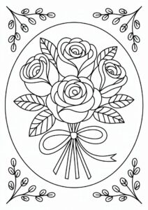 Bouquet Of Roses Coloring Page 1