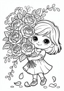 Bouquet Of Roses Coloring Page 2