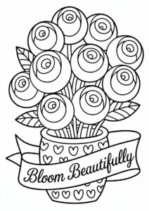 Bouquet Of Roses Coloring Page 3