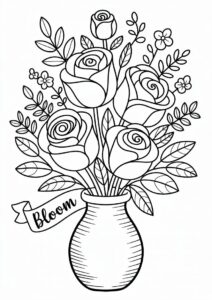 Bouquet Of Roses Coloring Page 4