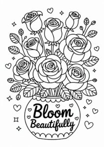 Bouquet Of Roses Coloring Page 5