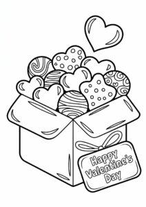 Box Of Chocolates Happy Valentines Day Coloring Page 1
