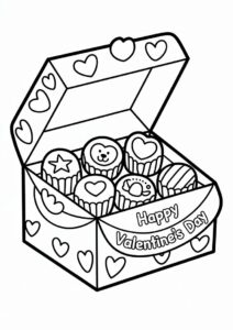 Box Of Chocolates Happy Valentines Day Coloring Page 2
