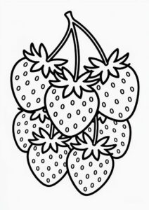 Bunch Of Strawberries Detailed Coloring 4