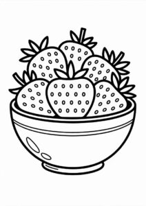 Bunch Of Strawberries In A Bowl Coloring Sheet 1