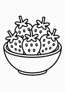 Bunch Of Strawberries In A Bowl Coloring Sheet 2