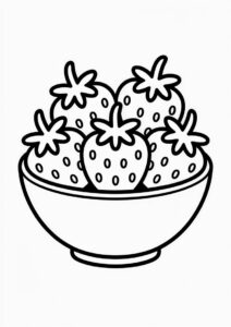Bunch Of Strawberries In A Bowl Coloring Sheet 3