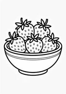 Bunch Of Strawberries In A Bowl Coloring Sheet 4