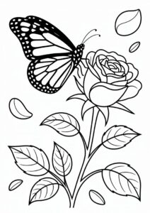 Butterfly Resting On Rose Stem 3