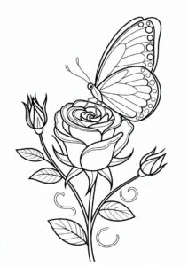 Butterfly Resting On Rose Stem 4