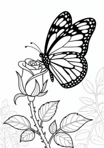 Butterfly Resting On Rose Stem 5