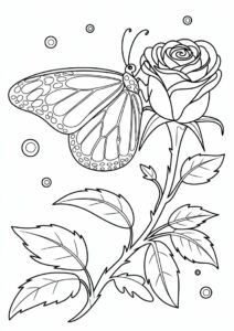 Butterfly Resting On Rose Stem 6