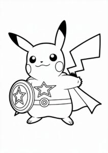 Captain Pikachu Coloring Page 2