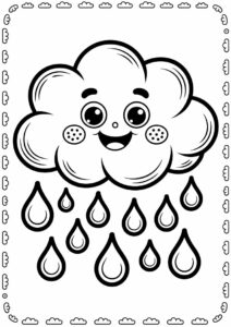 Cartoon Cloud And Rain Coloring Page 5