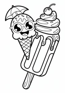 Cartoon Ice Cream Coloring Page Cone And Popsicle 2