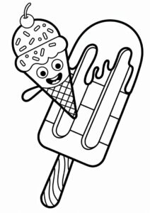 Cartoon Ice Cream Coloring Page Cone And Popsicle 4