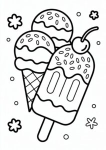 Cartoon Ice Cream Coloring Page Cone And Popsicle 5