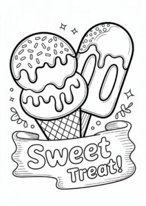 Cartoon Ice Cream Coloring Page Cone And Popsicle 6