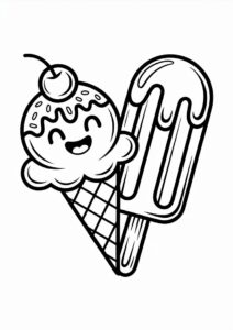 Cartoon Ice Cream Coloring Page Cone And Popsicle 7