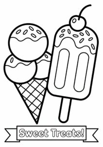 Cartoon Ice Cream Coloring Page Cone And Popsicle 8