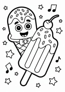 Cartoon Ice Cream Coloring Page Cone And Popsicle 9