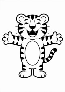 Cartoon Tiger Coloring Sheet For Preschoolers 1
