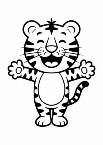 Cartoon Tiger Coloring Sheet For Preschoolers 2