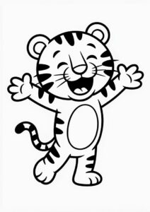 Cartoon Tiger Coloring Sheet For Preschoolers 3