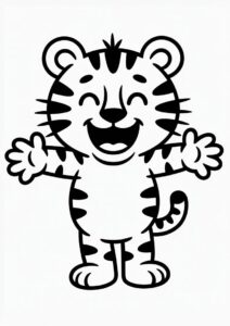 Cartoon Tiger Coloring Sheet For Preschoolers 4