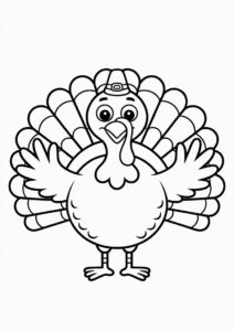 Cartoon Turkey Waving Coloring Page. 2