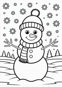 Cheerful Looking Snowmen In The Snow To Color 1