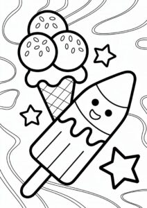 Cheery Ice Cream Coloring Page Sitting On Top Of A Popsicle 2