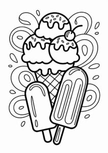 Cheery Ice Cream Coloring Page Sitting On Top Of A Popsicle 3