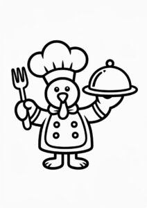 Chef Turkey Holding Fork And Plate With Dome 1