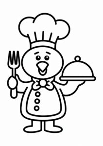 Chef Turkey Holding Fork And Plate With Dome 2