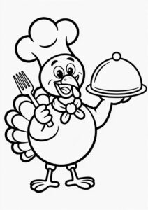 Chef Turkey Holding Fork And Plate With Dome 3