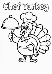 Chef Turkey Holding Fork And Plate With Dome 4