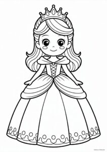Chibi Princess Coloring Page In Ball Gown 2