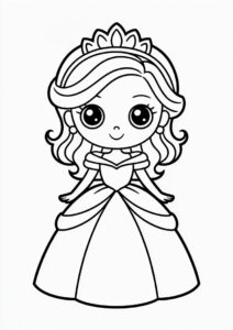 Chibi Princess Coloring Page In Ball Gown 3