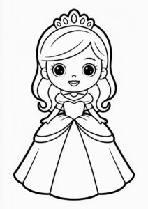 Chibi Princess Coloring Page In Ball Gown 4