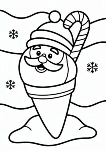 Christmas Themed Ice Cream Coloring Page With Santa 4