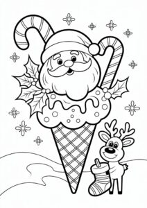 Christmas Themed Ice Cream Coloring Page With Santa 6