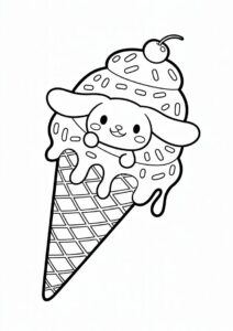 Cinnamoroll In An Ice Cream Coloring Page Cone For Kids 2