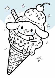 Cinnamoroll In An Ice Cream Coloring Page Cone For Kids 3