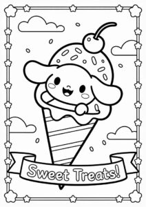 Cinnamoroll In An Ice Cream Coloring Page Cone For Kids 4