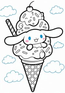 Cinnamoroll In An Ice Cream Coloring Page Cone For Kids 5