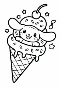 Cinnamoroll In An Ice Cream Coloring Page Cone For Kids 6